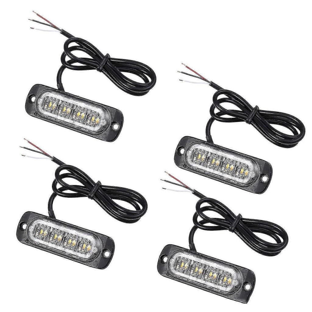 4 pezzi 4 LED Ambra Luci Stroboscopiche di Recupero 12v 24v Arancione Griglia Rottura Lampeggianti