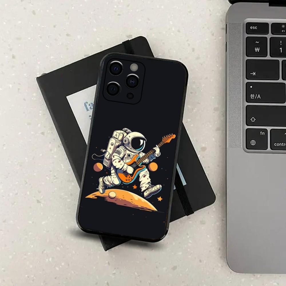 Space Astronaut Cartoon Phone Case For Apple iPhone 15,14,13,12,11,Pro,X,XS,Max,XR,Plus,Mini Soft Black Cover