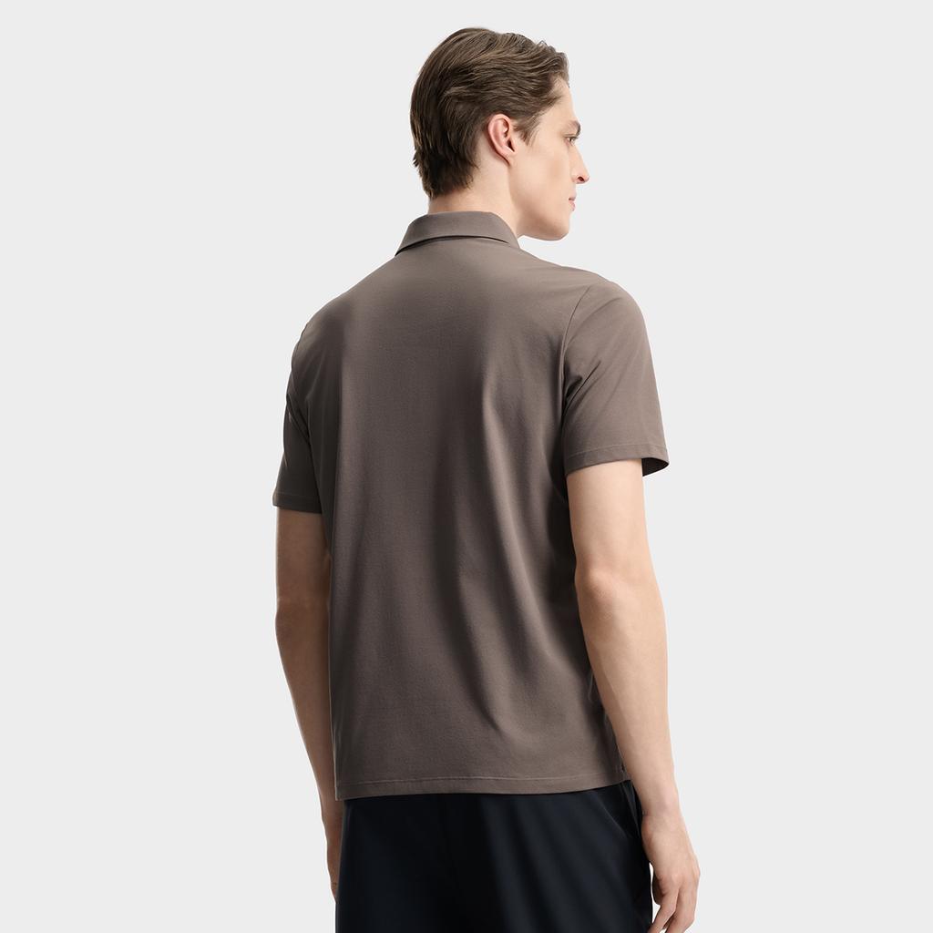 Fila F.C. Classic Minimalist Basic Casual Light Business Versatile Comfortable Knitted Short Sleeve Polo Shirt Men Tops Light-Brown F11M621103FBN