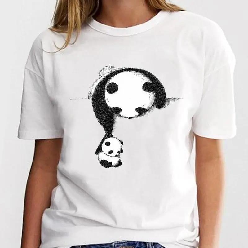 New Panda Lovely Cute Tshirt Clothing Cartoon Graphic Print Short Sleeve Fashion Casual T Shirt Women Soft Clothing
