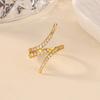 Luxury Geometric CZ Zircon Open Rings For Women Gold Color Stainless Steel Ring Shiny Fashion Jewelry Party Gift