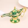 Vintage Aladdin Chirag Lamp-Luxurious Metal Jewelry Box,Decorative Showpiece,Home & Office-12 cm(Gold-Green)