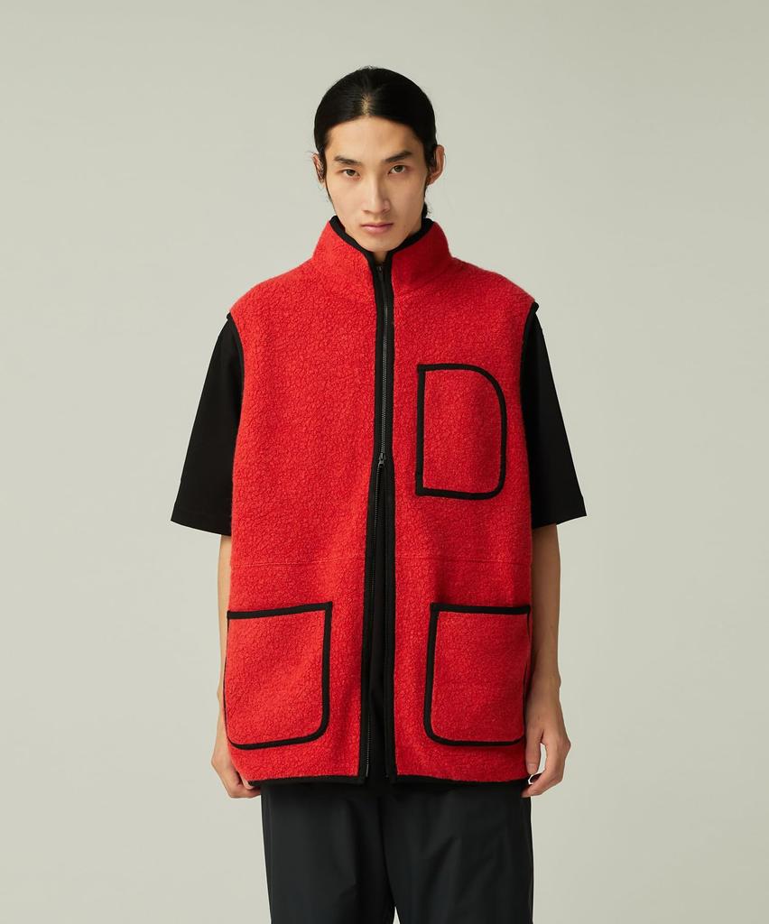 Snow Peak Recycled Wool Boa Vest and Size L JK-25AU023, Men's Women's, Orange,