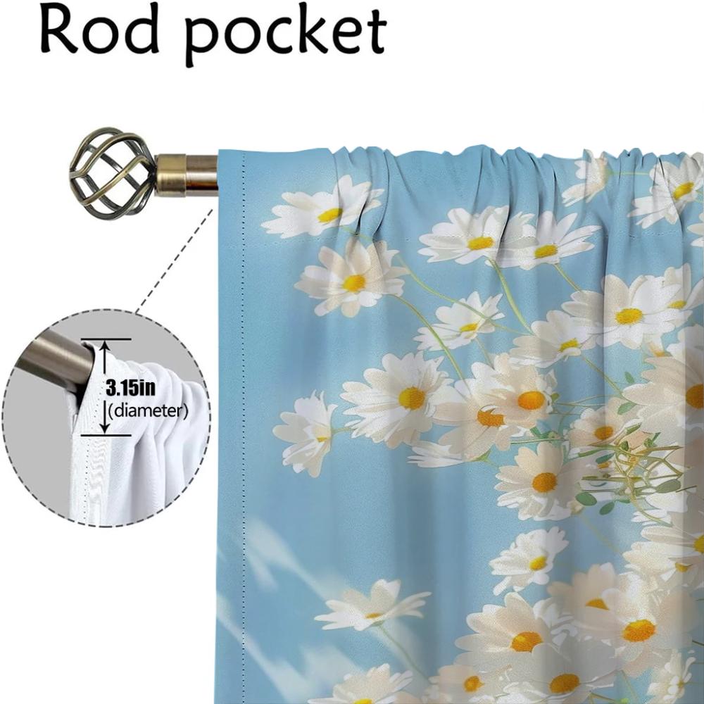 Spring Flower Kitchen Curtains for Camera Partition Modern Living Room Curtains 2 Pieces Tulle for Bedroom Blackout Curtain Home