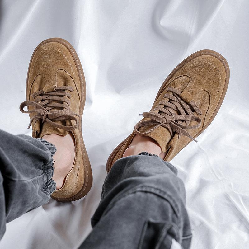Genuine Leather Men's Board Shoes Minimalist and Trendy British Style Leisure Party Office Youth Quality Sports Brown Shoes Hot