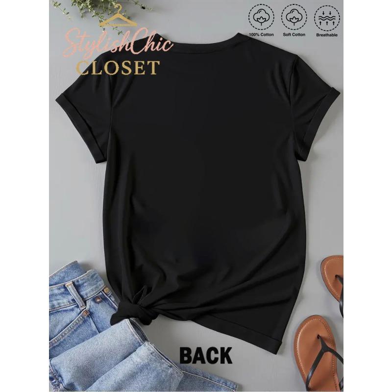 Unisex Cute Cow Heart Glasses Bow Print T-Shirt Loose Casual Holiday Gift Valentine's Day Fashion Top