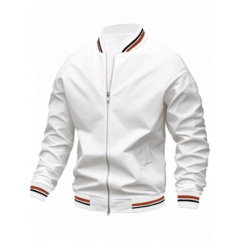 Lightweight Windproof Striped Cuff Jacket For Men Casual Style