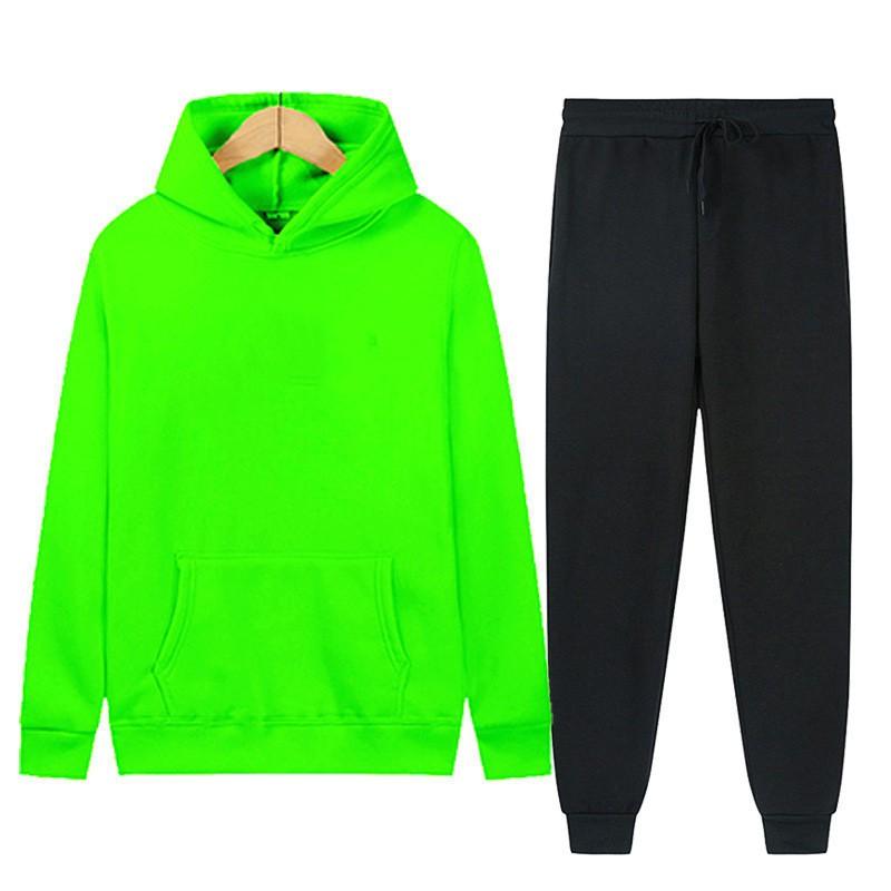 2026 Men Women Solid Color Hoodie Tracksuit Casual Sport Two Piece Set