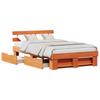 Bed Frame In Wax Brown 135 X 190 Cm Solid Pine Wood