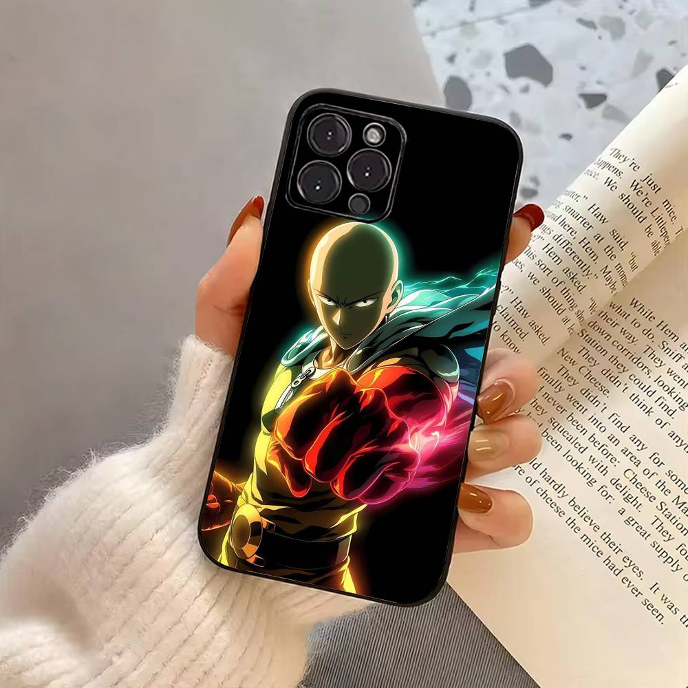 O-One P-Punch Man-OPM Phone Case For iPhone 17, 16,15,14,13,12,11 Plus,Pro Max, Others Soft Black Cover