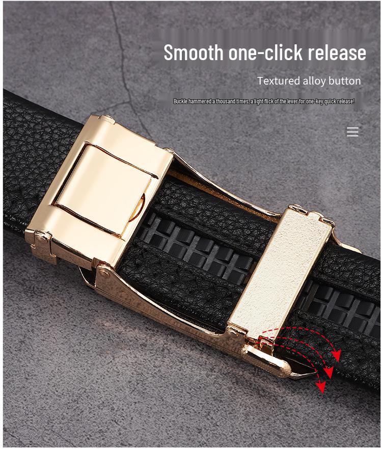 Men's Trendy Automatic Buckle Leather Belt - Versatile, Casual, and Simple Design