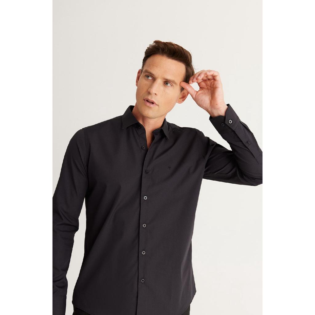 Men's White Easy-iron Slim Fit Slim Fit Classic Collar Cotton Shirt