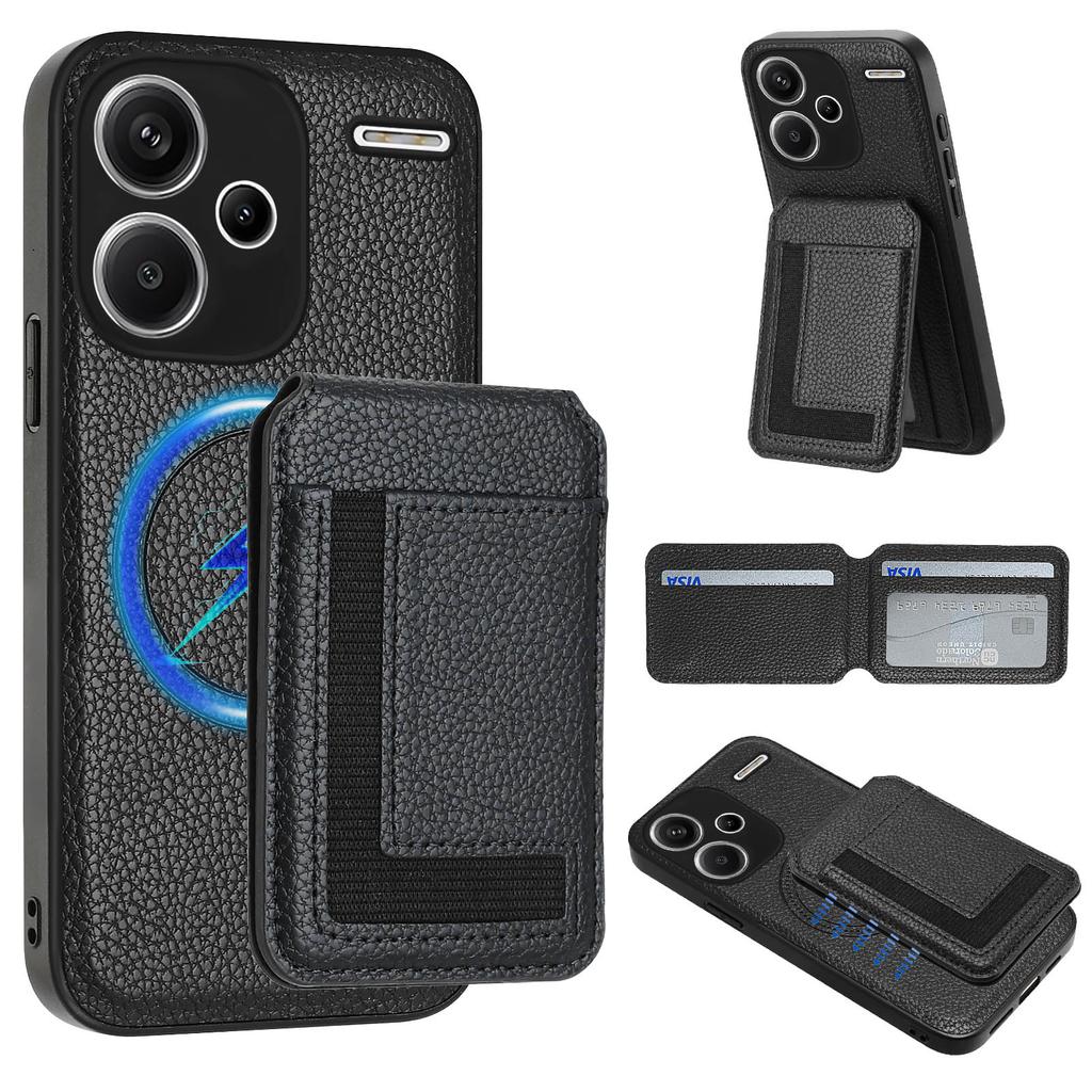 For Xiaomi Redmi Note 13 Pro+ 5G Magnetic Case TPU+PU Leather Phone Back Cover with Detachable Card Holder
