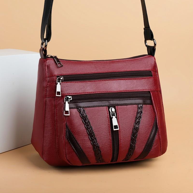 WTEMPO Black PU Leather Crossbody Bag Multi Zipper Large Capacity Adjustable Strap Shoulder Messenger Bag for Women Daily Travel Shopping