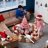 Flat 3D Visual Effects Santa Claus Carpet Doggy Gnome Pattern Quilted Round Mat 40in Christmas Decorations Rug Home Decor