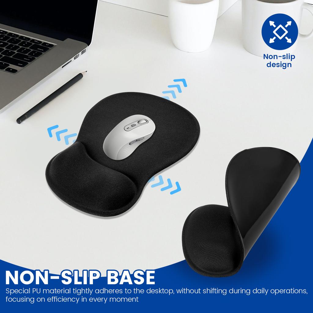 1/4 Pcs Ergonomic Mouse Pad Non-Slip Base Supportive Mouse Pads with Concave Gel Wrist Pads for Laptop Computer Office Accessory