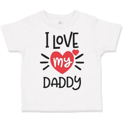 Custom Toddler T-Shirt I Heart My Daddy Love Dad Father's Day B Cotton Boy & Girl Clothes Funny Graphic Tee A White Design Only 18 Months