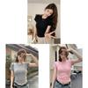 Plain Color Short Sleeve T Shirt For Women Summer Breathable Cotton Slim Fit Casual Top