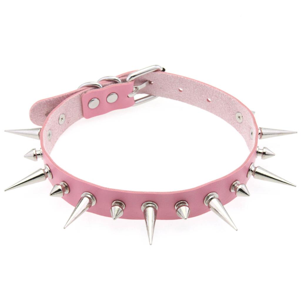 Punk Long Spike Choker Pu Leather Collar For Women Men Cool Big Rivets Studded Chocker Goth Style Necklace Emo Accessories
