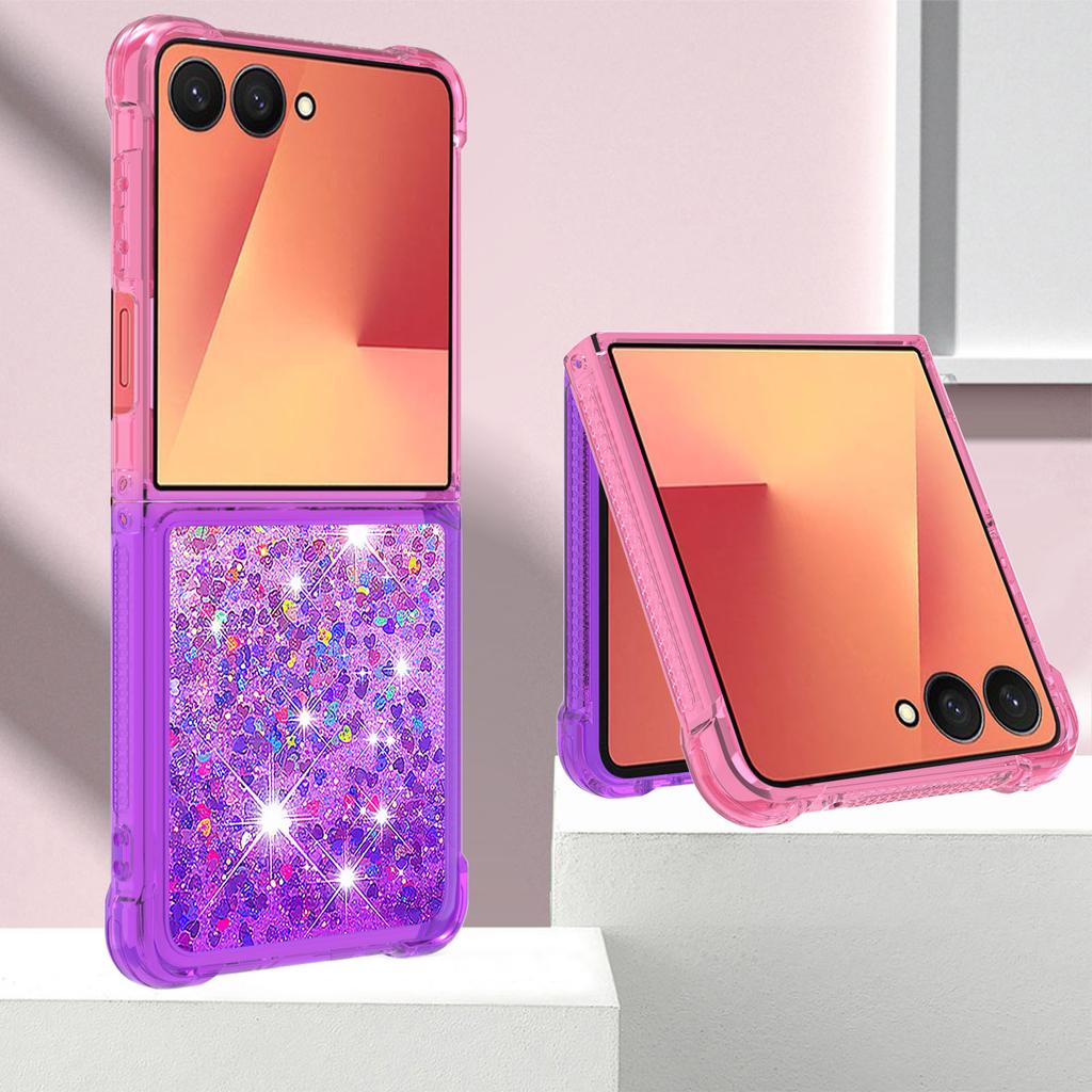 Capa Areia Movediça Z Flip7 para Samsung Galaxy Z Flip 7 6 5 Capa Gradiente Flash Glitter para Capa de Celular Galaxy ZFlip 7 Fundas Coque
