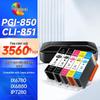 Cartuchos de Tinta Recargables Huiwei PGI-850XL CLI-851 Juego de 5 Colores para Canon
