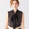 Parfait Assortiment Femmes Grands Nœuds Faux Col Cravate Mode Pois Amovible Demi-Chemise Noir Blanc Fin Faux Col Revers Blouse Haut Décor