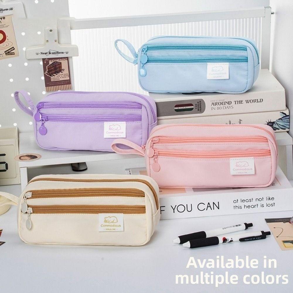 Three Layer Pencil Case Simple Pencil Storage Bag Stationery Pen Bag  School Supplies