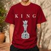 2026 New Pure Cotton Tshirt With Vintage 3d Metallic King Chess Piece Print Crew Neck Casual Short Sleeves