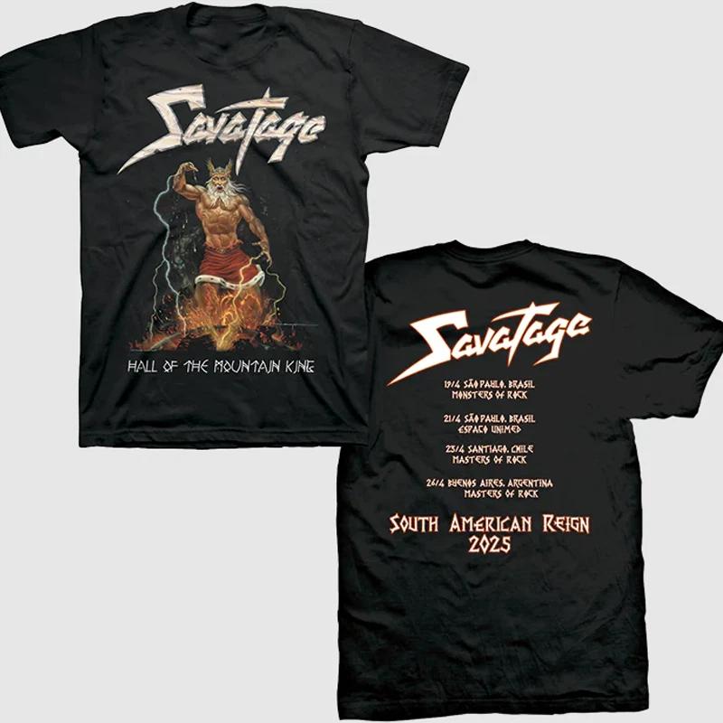 

NEW Savatage South America 2025 Tour Double Side T-shirt Short Sleeve Shirt Unisex Men Women Summer Casual Crew Neck Cotton Tee 4XL