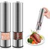 2pcs Electric Salt and Pepper Grinder Set, Automatic One Handed, Stainless Steel Grinders with Lights and Adjustable Coarseness