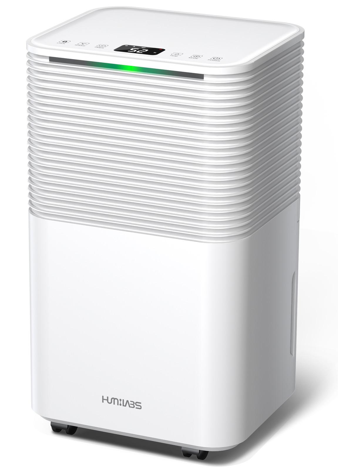 HUMILABS OL12-BD031A Tragbarer Luftentfeuchter - 12 l/Tag Luftentfeuchter - Wäschetrocknungsfunktion - 3 Modi - 24H Timer für Zuhause/Keller/Büro weiß