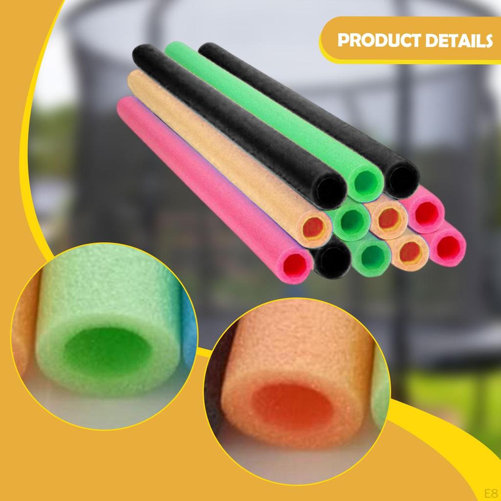 12 stk. trampolinestangskumhylser, erstatninger, lette rør, polstring, utendørs