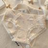 Women S Lace Trim Cotton Underwear Antibacterial Pure Cotton Mid Waist Ladies Panties
