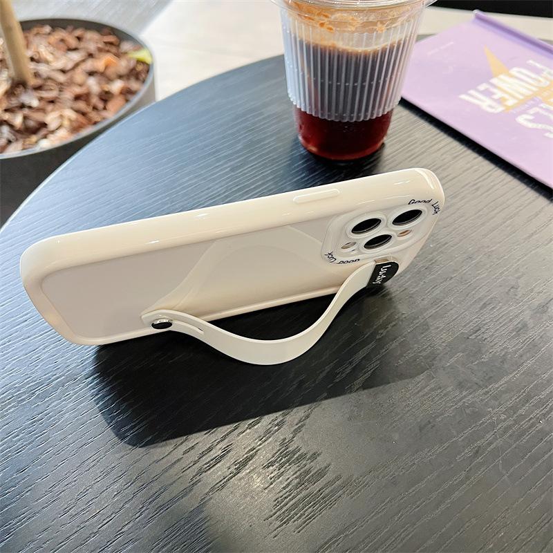 Bracelet de poignet élégant de couleur unie pour coque Apple iPhone 14 Pro Max - Anti-chute, Support, Design doux à la mode.