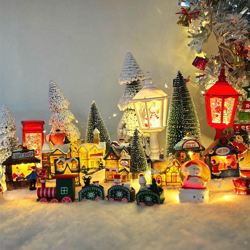 Svítící pryskyřičný domeček vánoční ozdoba pro děti - Slavnostní sváteční scéna