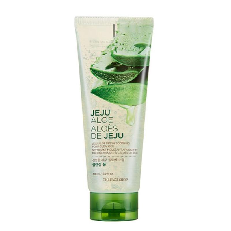 THE FACE SHOP Fresh Jeju Aloe Soothing Cleansing Foam 150ml – Gentle Hydrating Cleanser