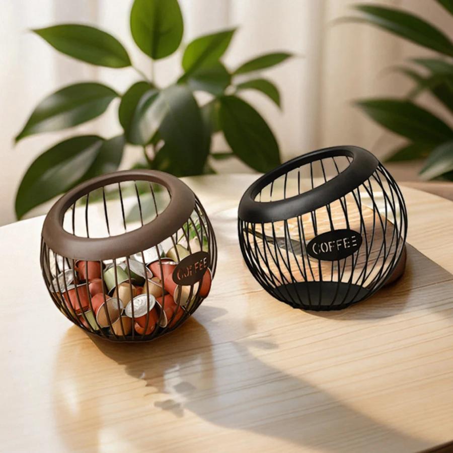 1 buc Creative Iron Cafea Capsule Organizator Fructe Gustări Depozitare Rack Multifuncțional Hollow Pod Diagonal Coș Articole de uz casnic