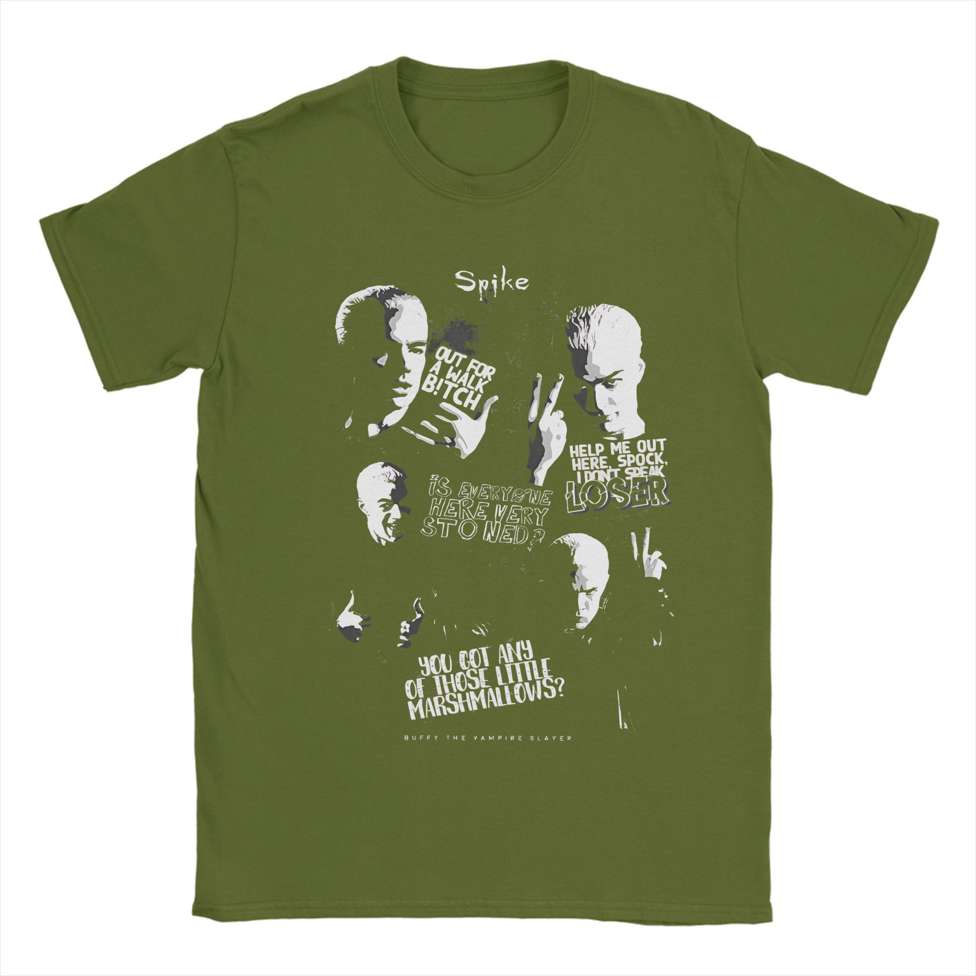 

Men s Buffys The Vampire Slayers Spike Poster T Shirt Cotton Clothes Leisure Short Sleeve Round Collar Tees Gift Idea T-Shirts 4XL