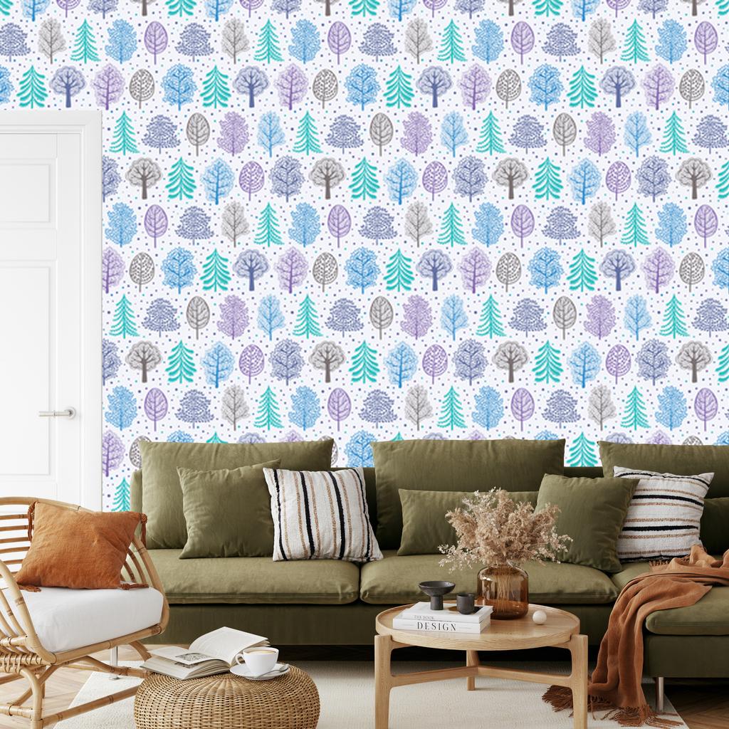 Forest and Colorful Trees Wallpaper for Living Room and Bedroom 50x1000