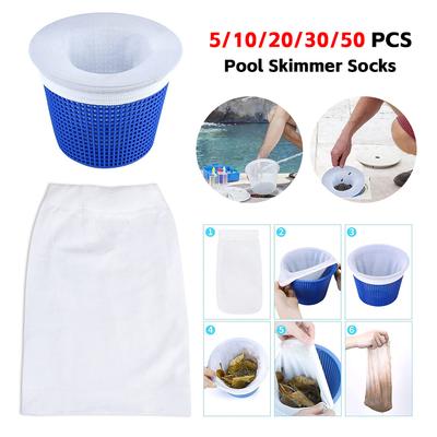 Filterersatz-Sparer Wiederverwendbare Pool-Skimmer-Aufbewahrungssocken Nylon-Netz Laub-Schmutz-Fänger für Einbau- und Aufstellpools