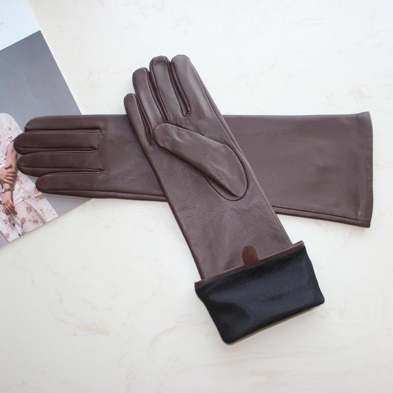 

Сенсорные новые женские длинные перчатки тонкие шелковые подкладки кожаные перчатки 8