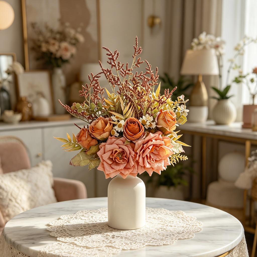 Artificial Flowers Decora Home Room DiningTable Vase Wedding Wreath Festival Roses Arch Silk Brial Bouquets Hotsale Diy Gift Box