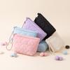 Large Capacity Portable Cosmetic Bag Solid Color Women Wash Pack Handheld Cosmetic Case  Portable