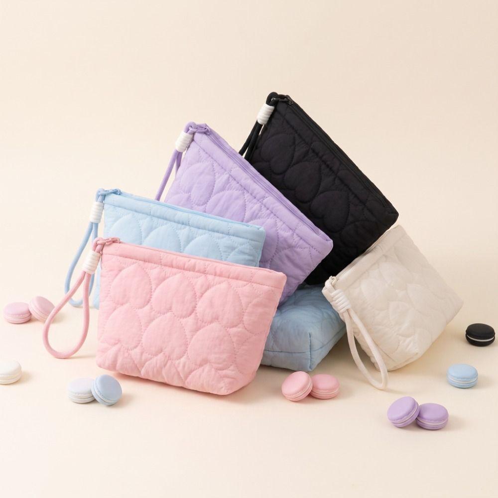 Large Capacity Portable Cosmetic Bag Solid Color Women Wash Pack Handheld Cosmetic Case Portable