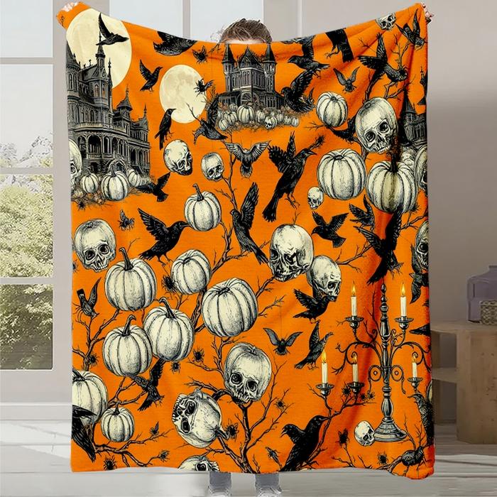 New Cartoon Cute Print Halloween Gift Blanket Office Casual Nap Sofa Blanket Digital Print Flannel Blanket