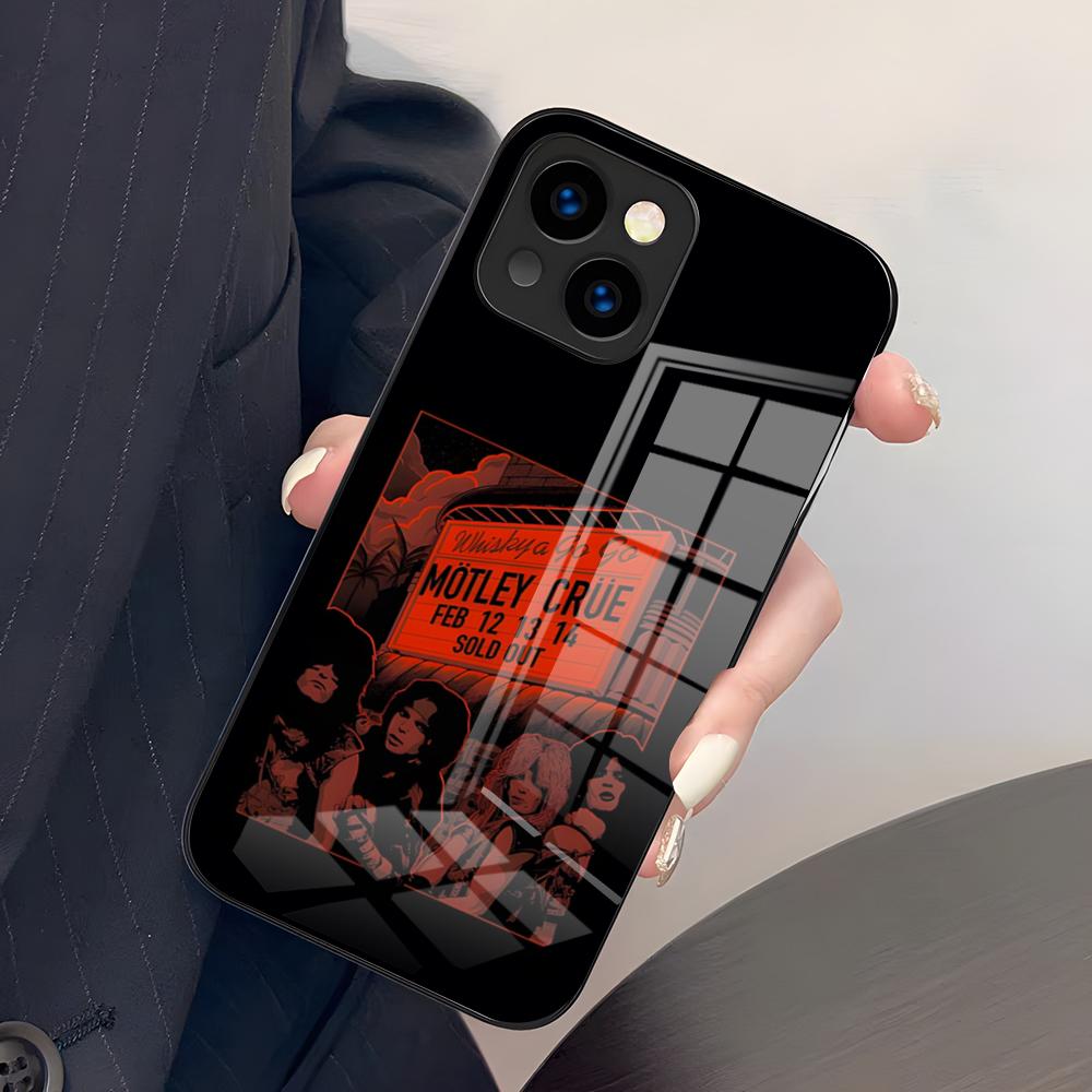 M-Motley C-Crue Band Phone Case For IPhone 17 Pro Max 15 Pro 16 14 Plus 12 13 Mini 11 Pro Shockproof Glass Cover