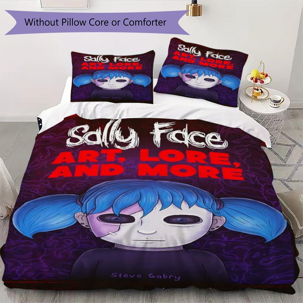 Sally Face Pattern Bedding,Quilt Set Quilt Cover Pillowcase Home Birthday Gift (1*duvet cover+2*pillowcase,without core)ZSJT0917090
