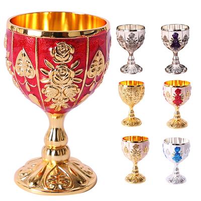 Metal Wine Glasses Retro Dinnerware Goblet Vintage European Style Spirit Vodka Champagne Glasses for Bar Home Decor