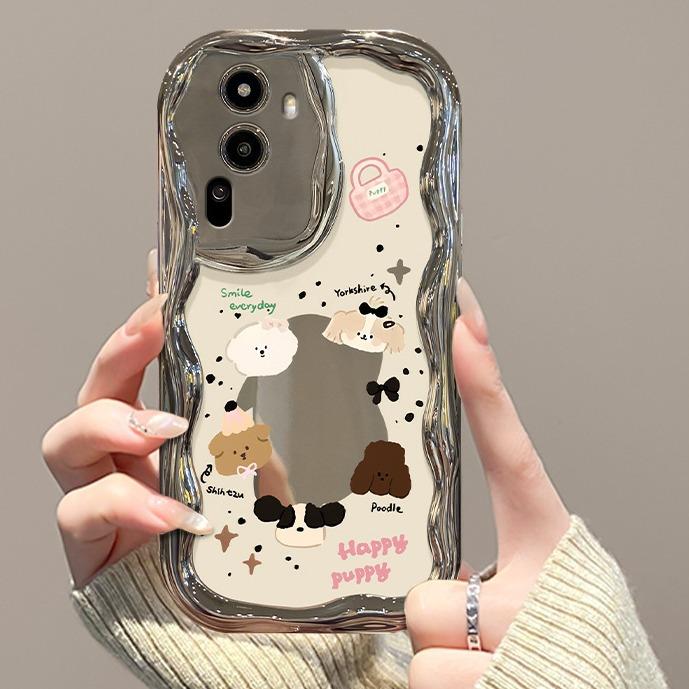 

Подходит для чехла для мобильного телефона Opporeno11/10pro Findx7/6 Мультяшный Всплеск чернил Щенок Цепочка A97 С серебряным покрытием OPPOA72 5G/A53 5G