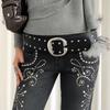 Rivet Women's Wide Belt Leather Y2K Waist Belt Fashion Punk Style Belt  Skirt
